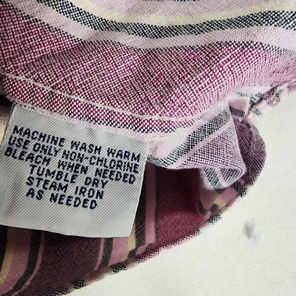 Cabin Creek Womens Top Large Striped Pink Purple Button Front Long Sleeve Shirt - Picture 8 of 8